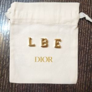 Authentic Dior My ABCDior letter “LEB” gold badge charm fits Lady Dior strap